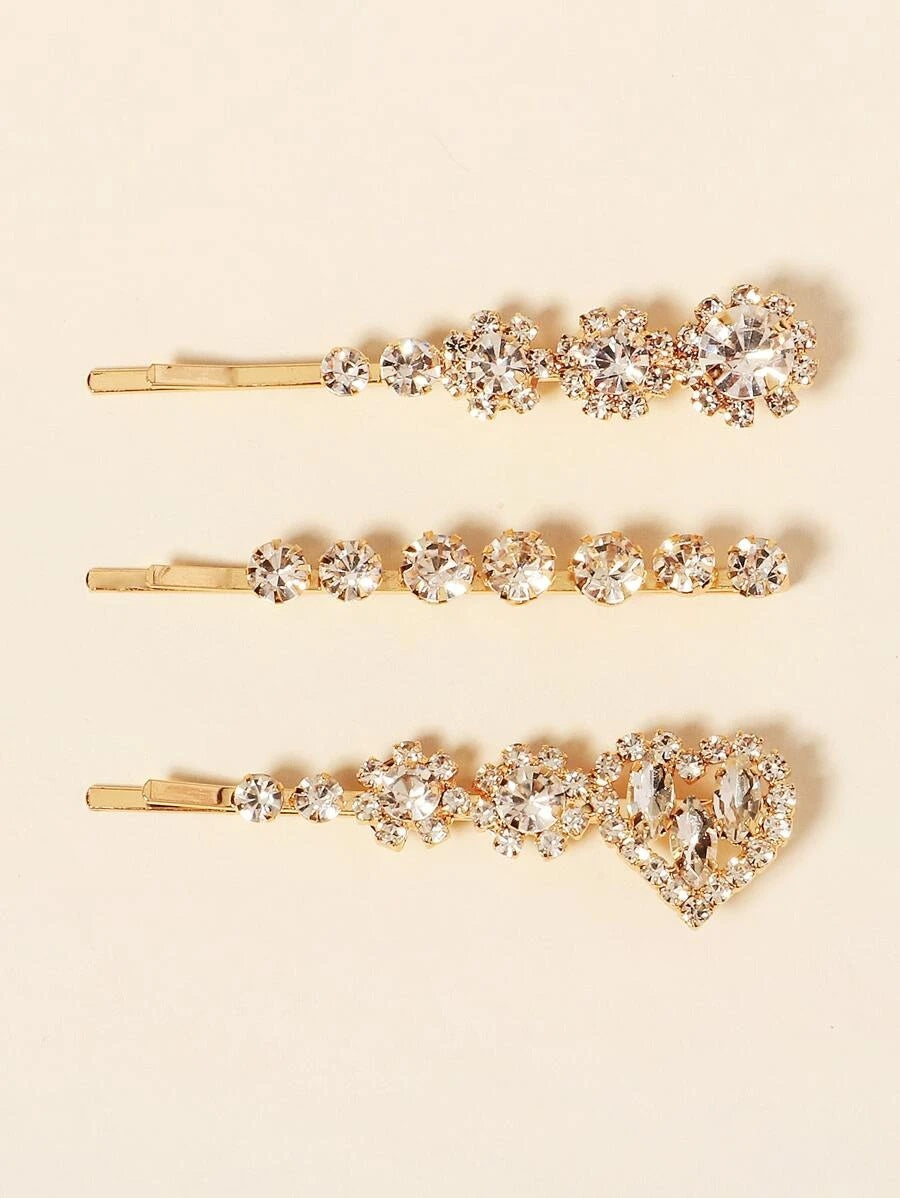 3pcs Rhinestone Decor Hair Clip - HDJ 096