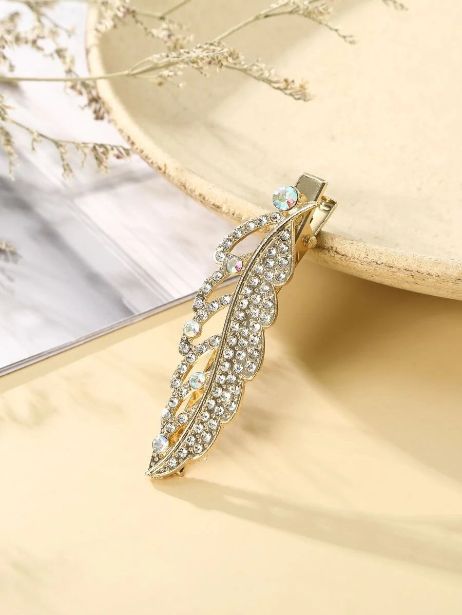 2pcs Rhinestone Leaf Style Hair Clip - HDJ 098