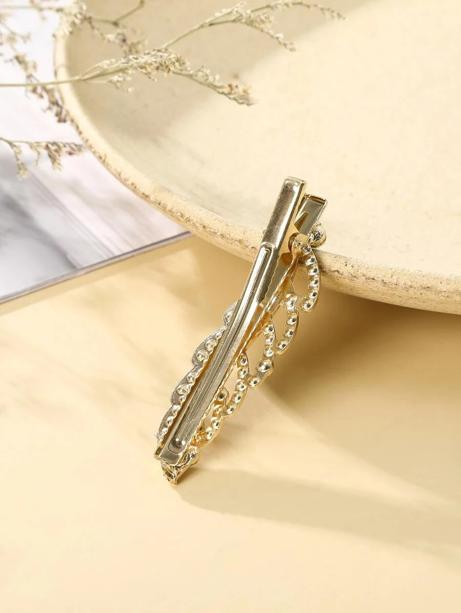 2pcs Rhinestone Leaf Style Hair Clip - HDJ 098