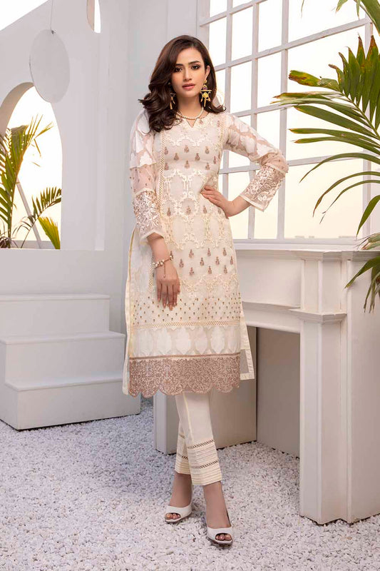 Azure Luxury Embroidered Organza 1 piece Unstitched Kurti - Lilly