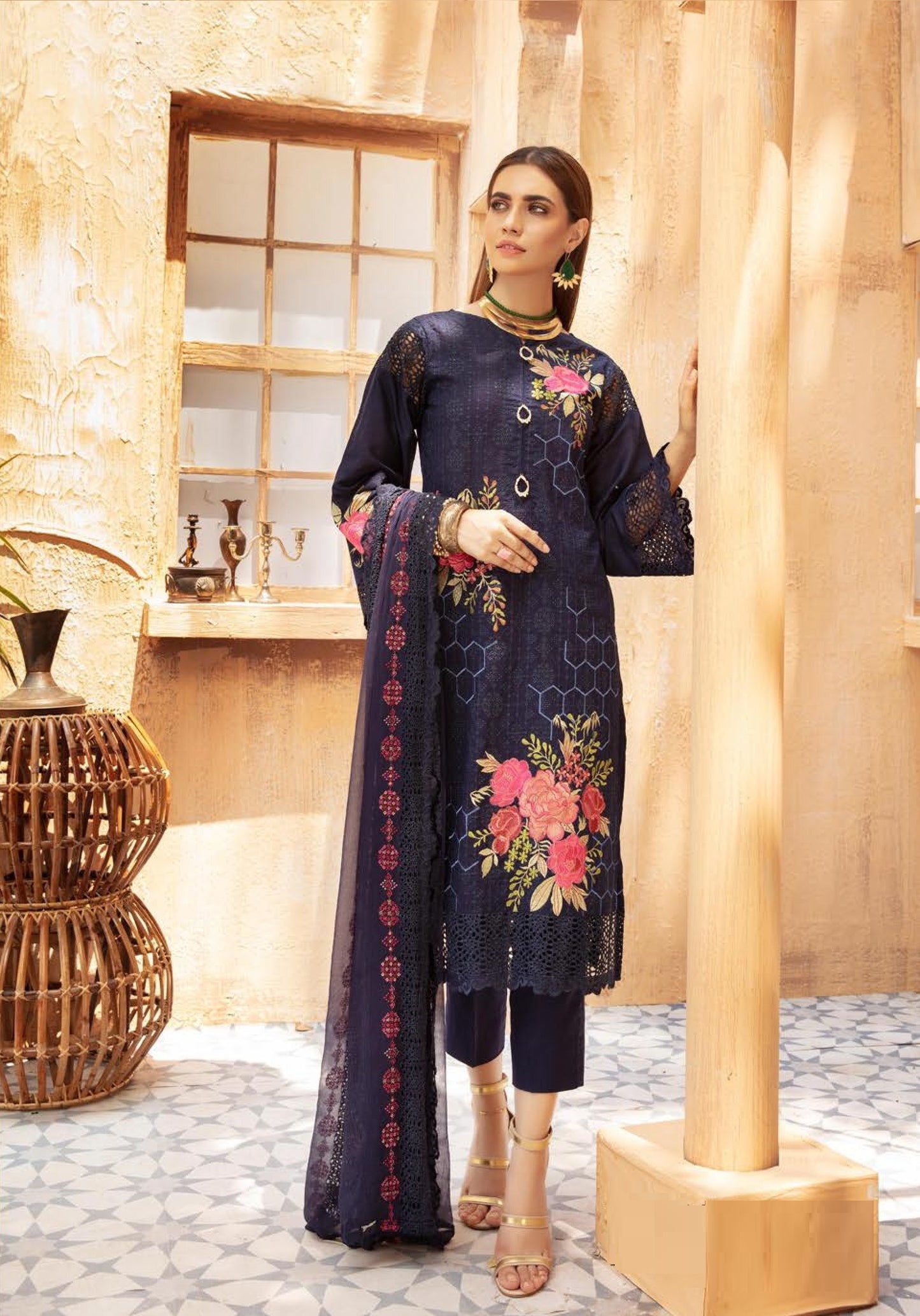 Nafasat Embroidered Chikankari Lawn Unstitched 3 Piece Suit - NK 32