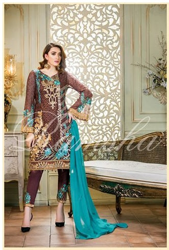 Ramsha Embroidered Chiffon Unstitched 3 Piece Suit - 1407 Perfection Glaze