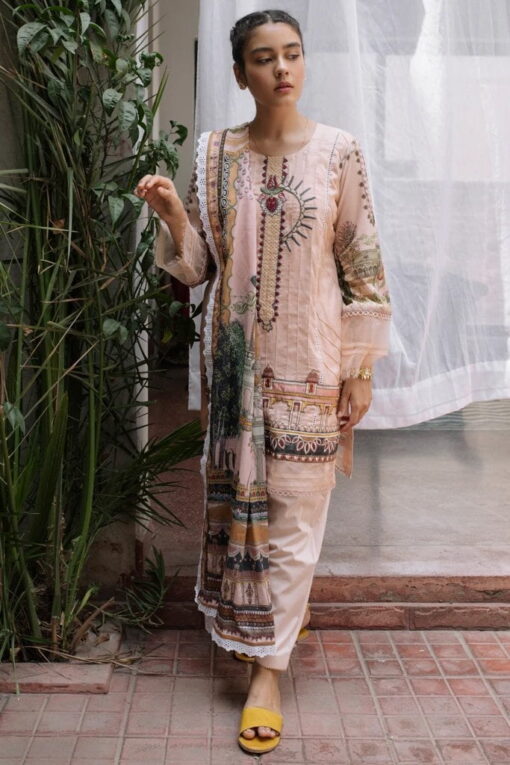 QLine Embroidered Lawn Unstitched 3 Piece Suit - QLS 02 by Qalamkar