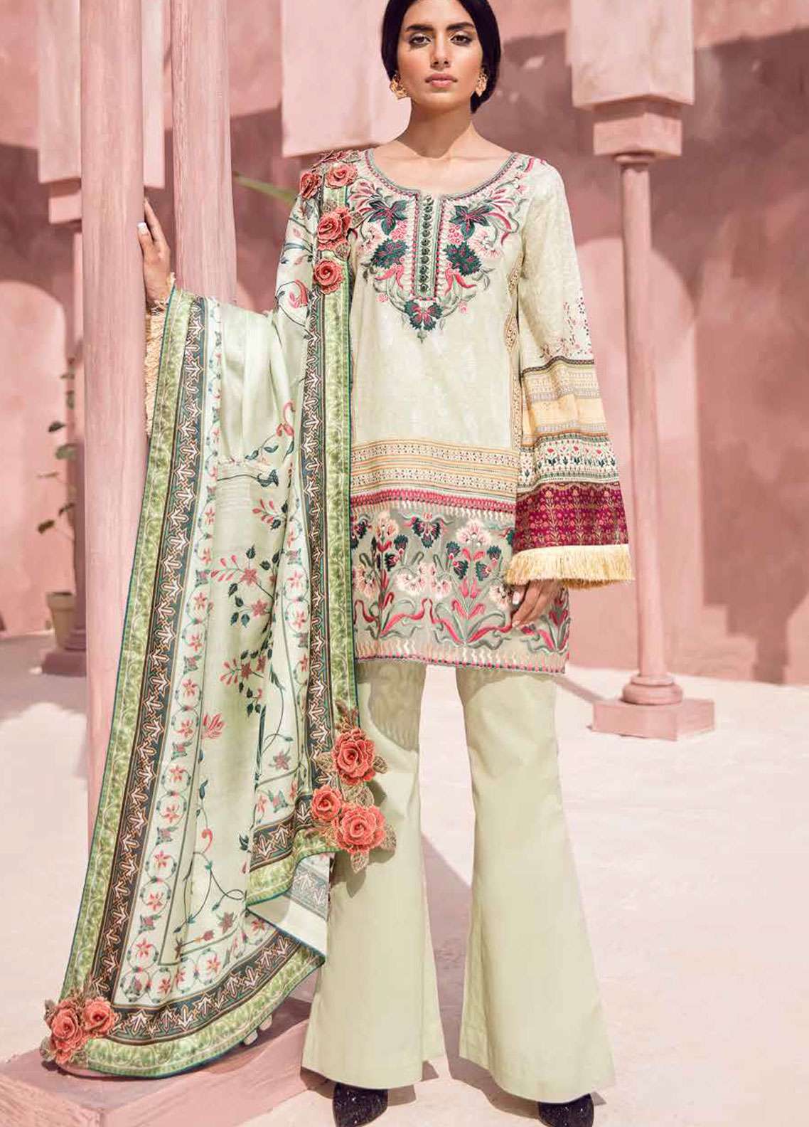 Tena Durrani Embroidered Lawn Unstitched 3 Piece Suit  - 04B Jahanara Green - Spring / Summert