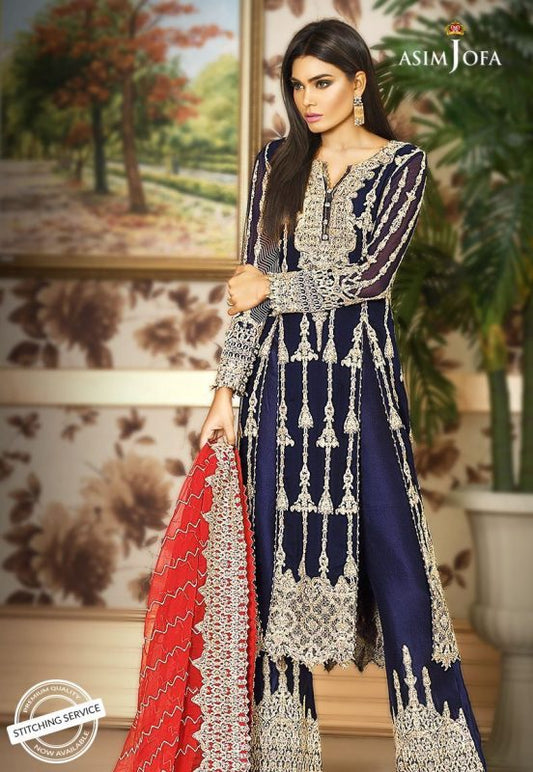 Asim Jofa Luxury Chiffon Unstitched 3 Piece Suit – 1A