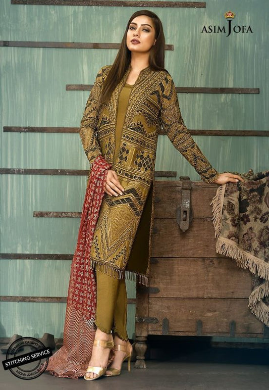 Asim Jofa Luxury Cotton Net Unstitched 3 Piece Suit – 1B