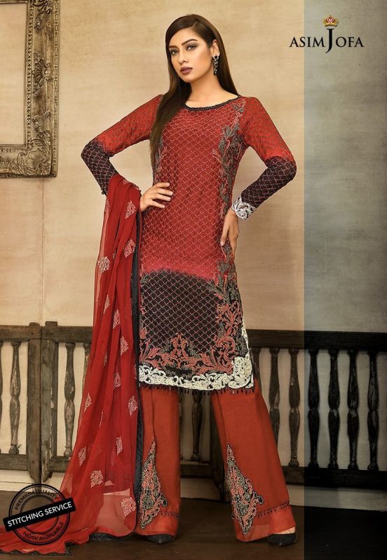 Asim Jofa Luxury Cotton Net Unstitched 3 Piece Suit – AJ 5A