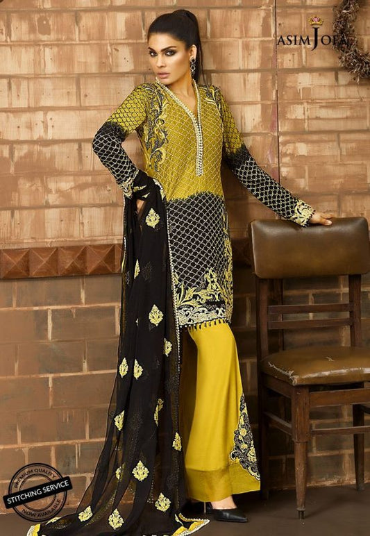 Asim Jofa Luxury Cotton Net Unstitched 3 Piece Suit – AJ 05B