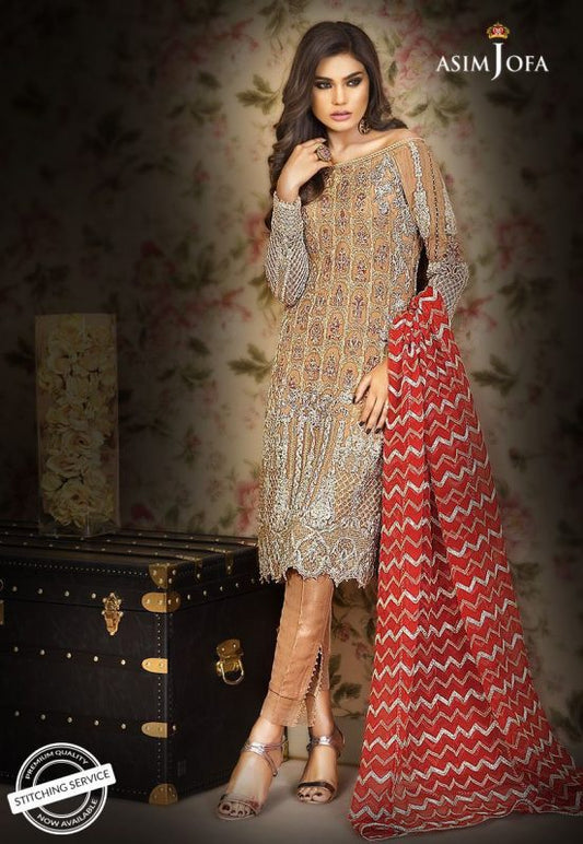 Asim Jofa Luxury Chiffon Unstitched 3 Piece Suit – AJC 6B