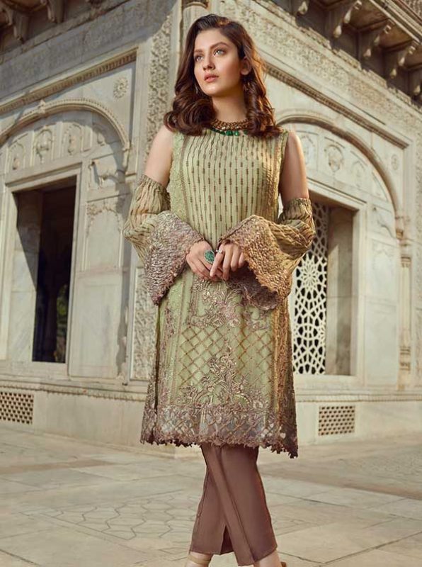 Akber Aslam Embroidered Chiffon Unstitched 3 Piece Dress – D12