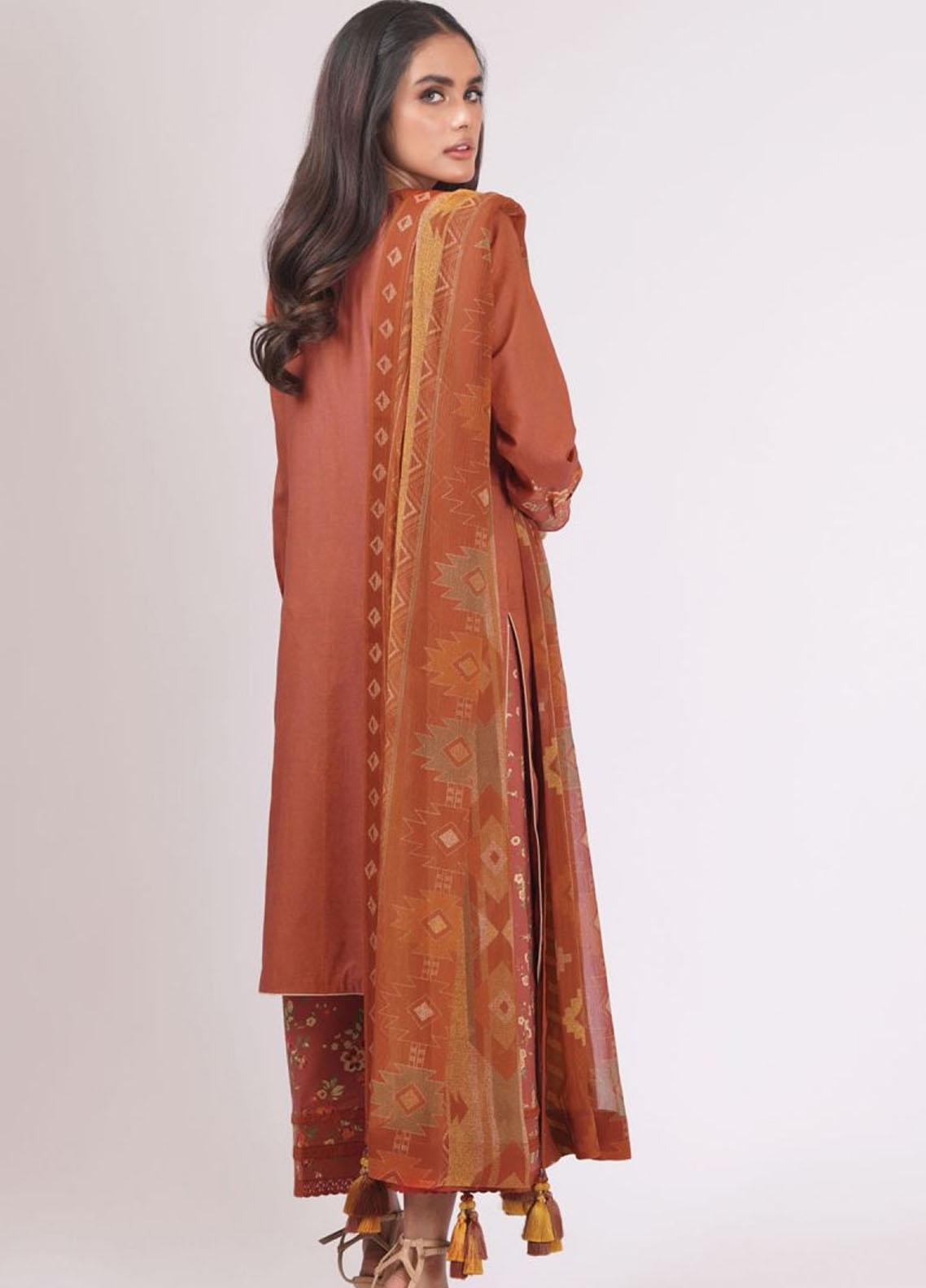 Al Karam Printed Lawn Suits Unstitched 3 Piece SS-12.1-22 Rust - Summer Collection