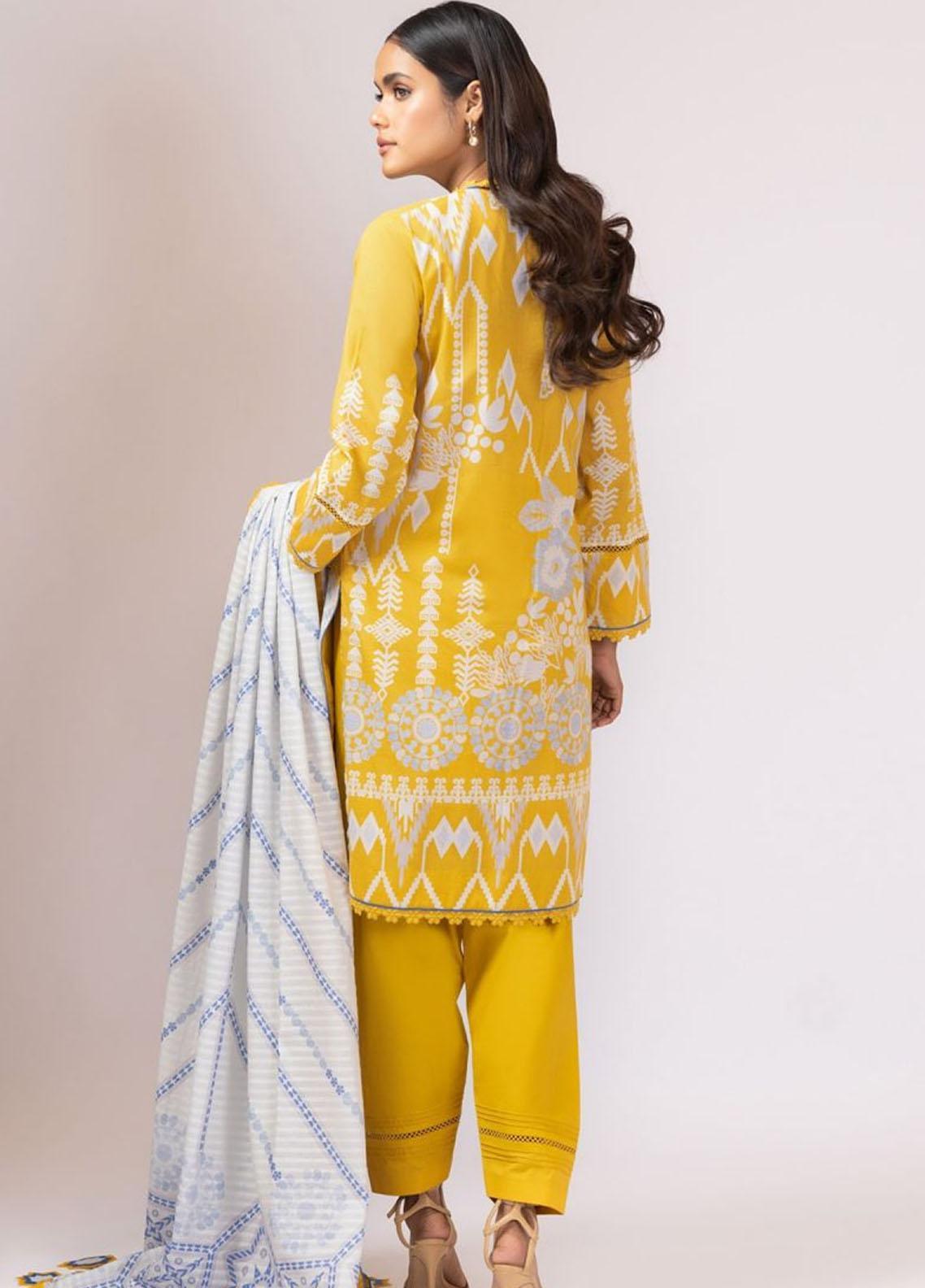 Al Karam Printed Lawn Suits Unstitched 2 Piece SS-41-22 Yellow - Summer Collection