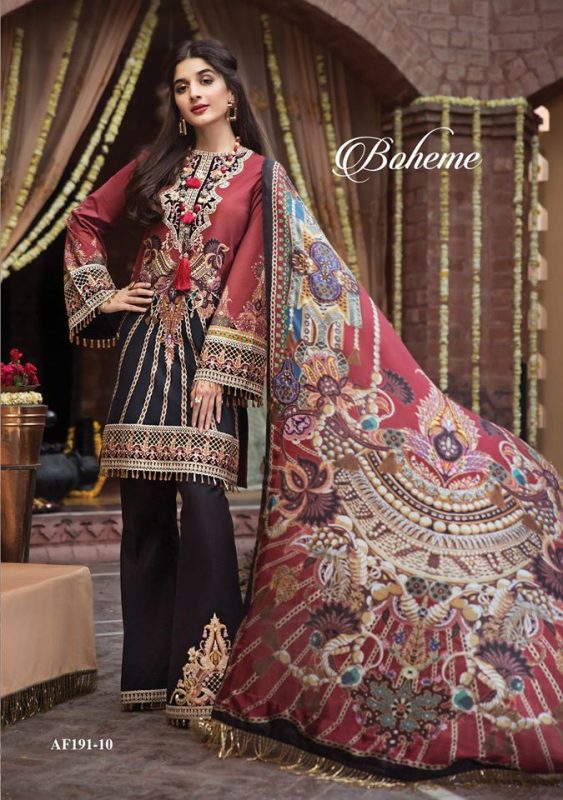 Anaya Embroidered Festive Lawn Unstitched 3 Piece Suit - 10 Boheme