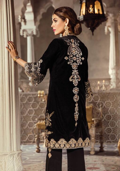 Anaya Luxury Embroidered Velvet Unstitched 2 Piece Suit - 04 MIDNIGHT