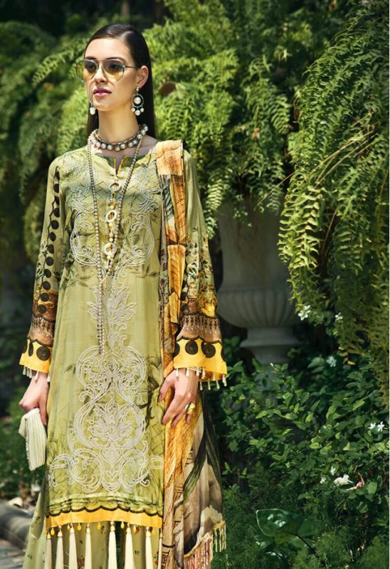 AUJ Festive Embroidered Lawn Unstitched 3 Piece Suit - D11