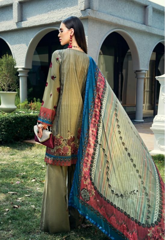 AUJ Festive Embroidered Lawn Unstitched 3 Piece Suit - D04