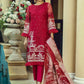 Azure Festive Embroidered Organza 3 Piece Unstitched Suit - D 03 - Blooming Fire