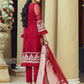 Azure Festive Embroidered Organza 3 Piece Unstitched Suit - D 03 - Blooming Fire