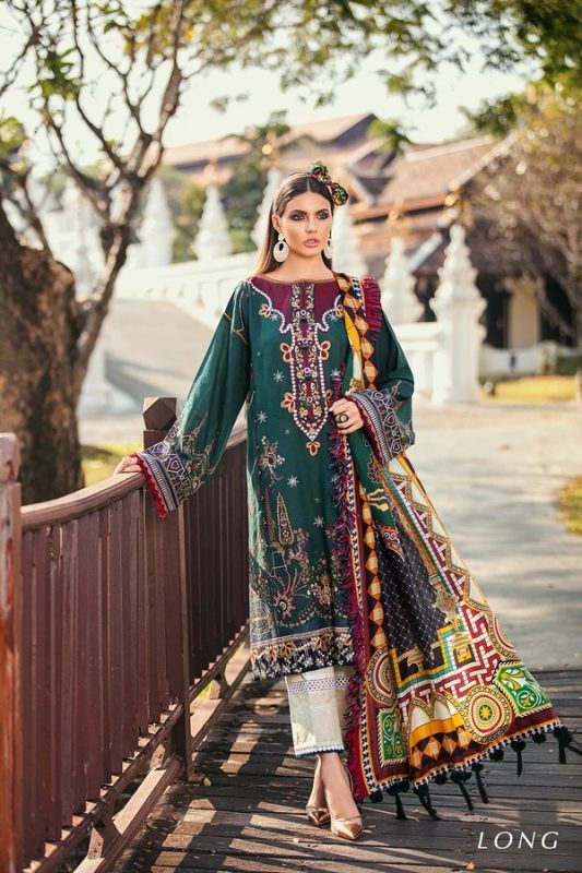 Baroque Premium Embroidered Lawn Unstitched 3 Piece Suit - 03 GREEN VALLEY