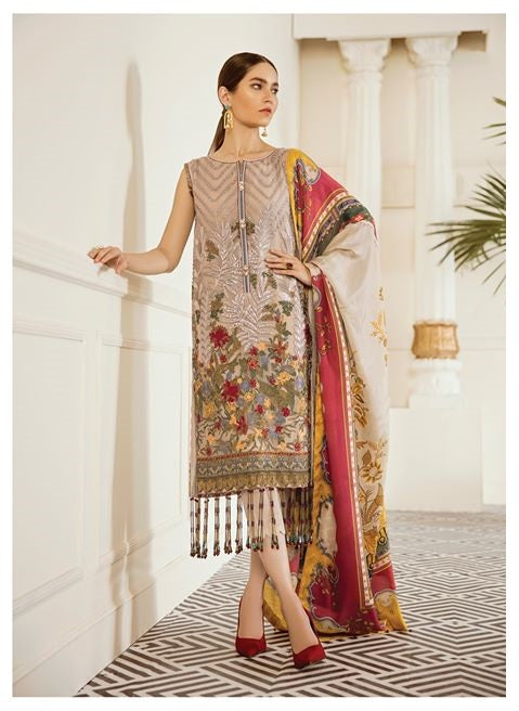 Baroque Chantelle Embroidered Chiffon Unstitched 3 Piece Suit - 03