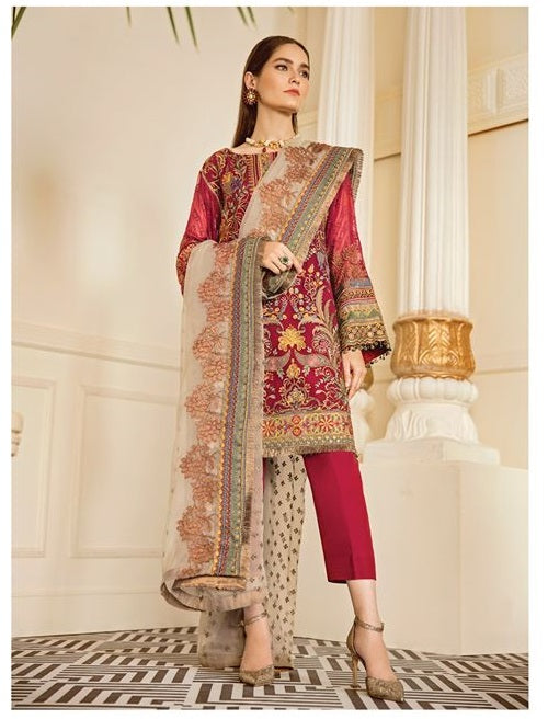 Baroque Chantelle Embroidered Chiffon Unstitched 3 Piece Suit - 06