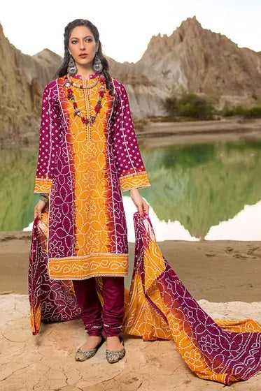 Gul Ahmed Digital Printed Chunri Lawn Unstitched 3 Piece Suit - CL 1321 B