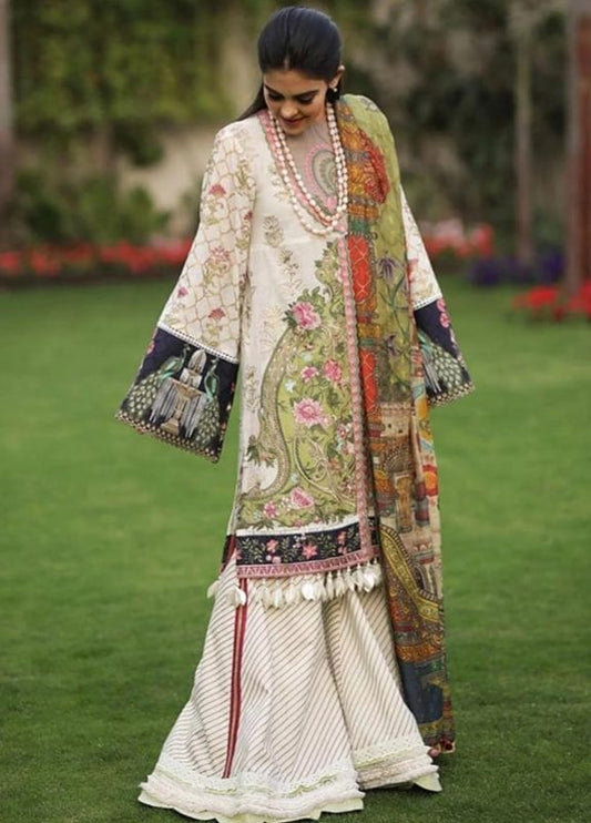 Crimson Luxury Embroidered Lawn Unstitched 3 Piece Suit - 3A