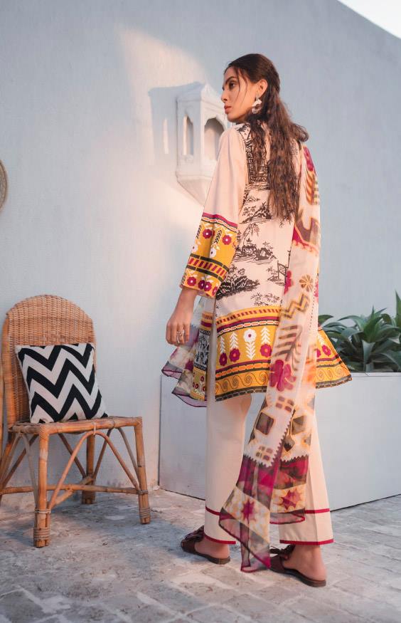 Cross Stitch Embroidered Lawn 3 Piece Unstitch Dress - 08 Relish Palm