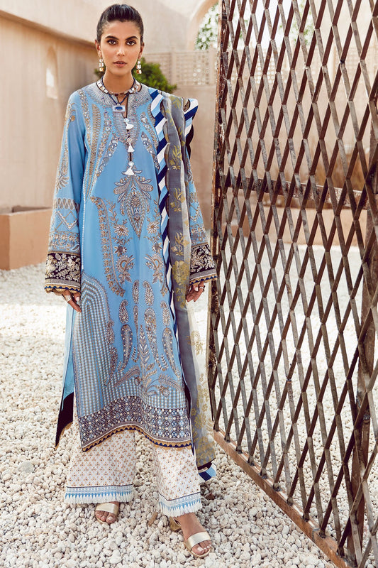 Elan Festive Embroidered Lawn Unstitched 3 Piece Suit - EF 04 AZZURA