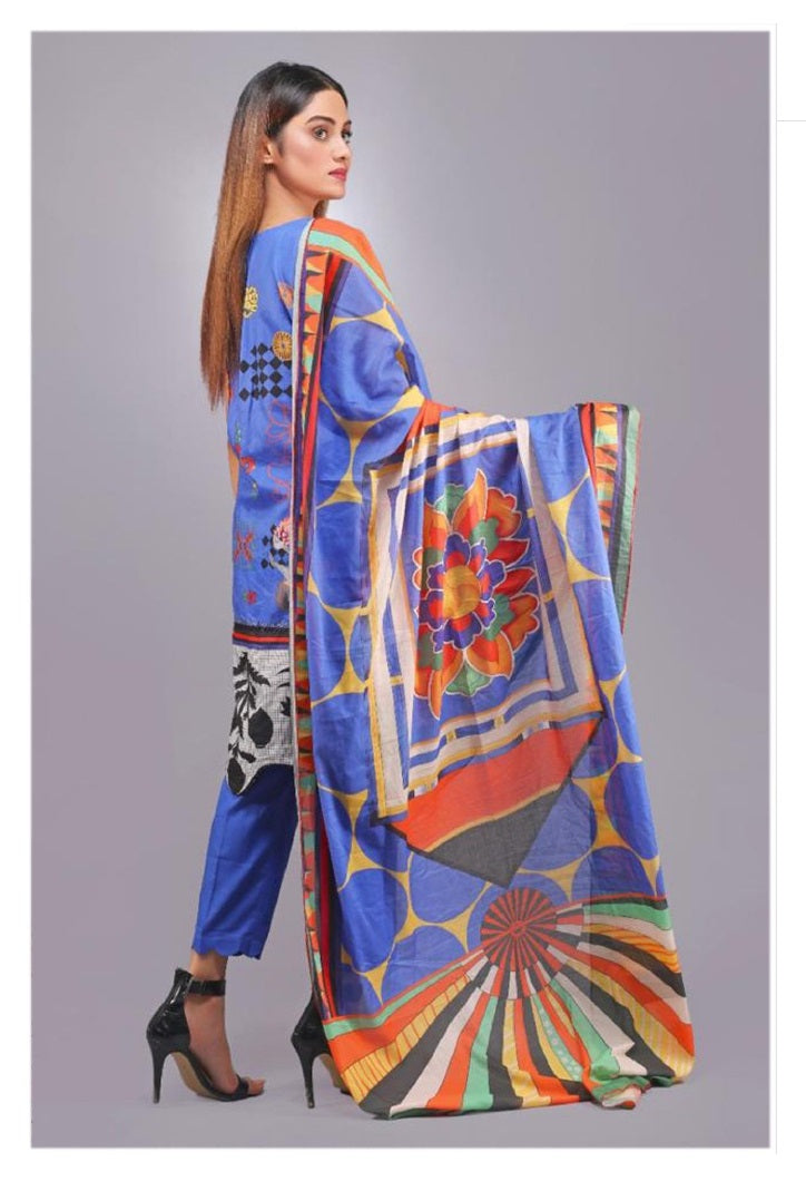Deeba by Shariq Textile Digital Printed Lawn 3 Piece Unstitched Dress - 03
