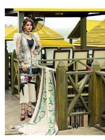 Erum Khan Luxury Embroidered Eid Chiffon Unstitched 3 Piece Suit - EK 10