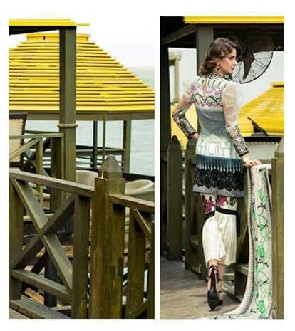 Erum Khan Luxury Embroidered Eid Chiffon Unstitched 3 Piece Suit - EK 10