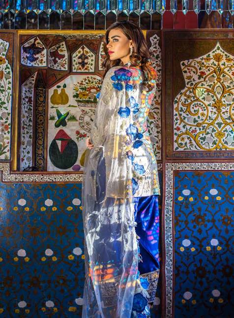 Erum Khan Luxury Embroidered Eid Chiffon Unstitched 3 Piece Suit - EK 07