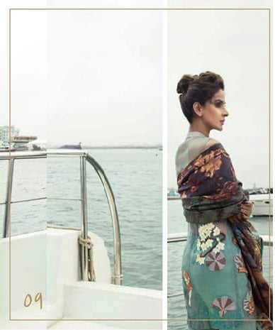 Erum Khan Luxury Embroidered Eid Chiffon Unstitched 3 Piece Suit - EK 09