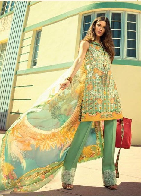 Faraz Manan Embroidered Lawn Unstitched 3 Piece Suit - 15