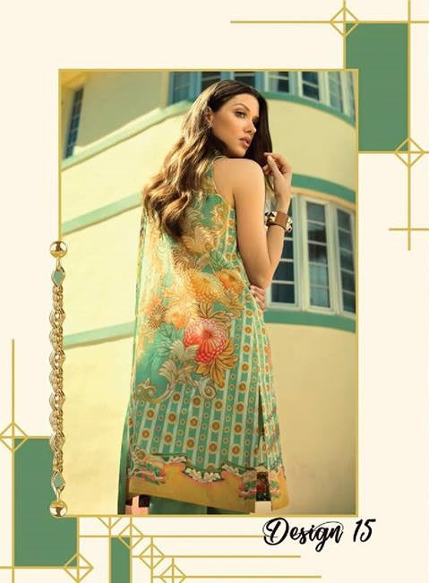 Faraz Manan Embroidered Lawn Unstitched 3 Piece Suit - 15