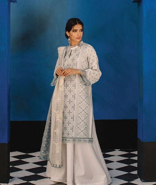 Zara Shahjahan Luxury Embroidered Lawn Unstitched 3 Piece Suit - FIZA B
