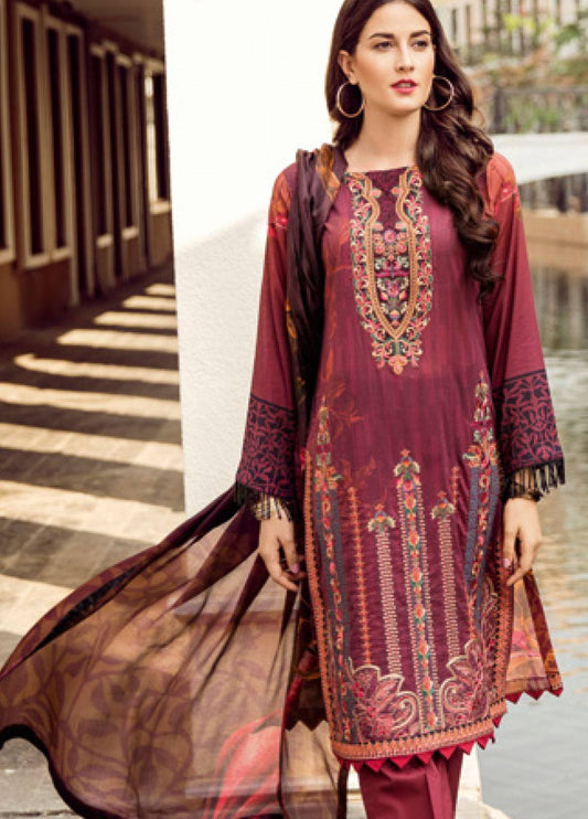 Iznik Premium Embroidered Lawn Unstitched 3 Piece Suit - 05 Rosy Afternoon