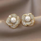 Faux Pearl Flower Stylish Stud Earrings - HDJ 124