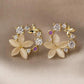 Rhinestone & Flower Style Stud Earrings - HDJ 013