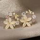 Rhinestone & Flower Style Stud Earrings - HDJ 013