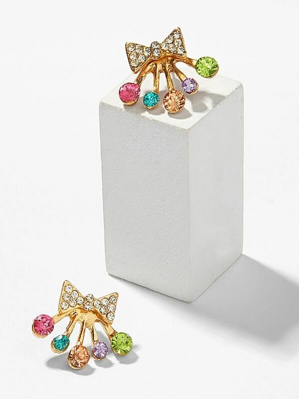 Bow Style Gemstone Stud Earrings - HDJ 014