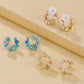 3pairs Pearl Flower Decor Stud Earrings - HDJ 017