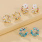 3pairs Pearl Flower Decor Stud Earrings - HDJ 017