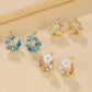 3pairs Pearl Flower Decor Stud Earrings - HDJ 017
