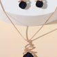 Rhinestone Decor Necklace & Stud Earrings- HDJ 018