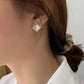 Rhinestone Decor Square Earrings - HDJ 026