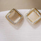 Rhinestone Decor Square Earrings - HDJ 026