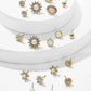 Rhinestone Decor Flower & Faux Pearl Stud Earrings 9pairs - HDJ 029