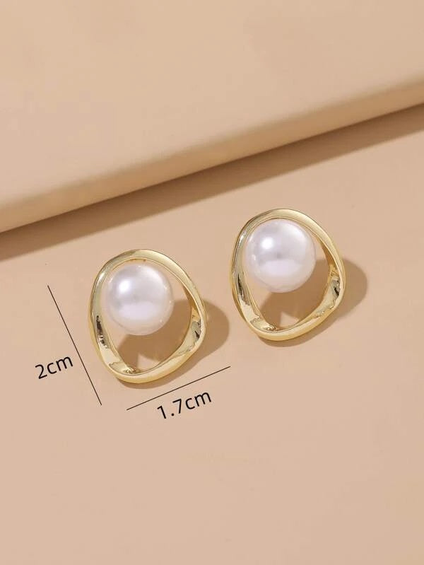 Faux Pearl Stud Earrings - HDJ 035